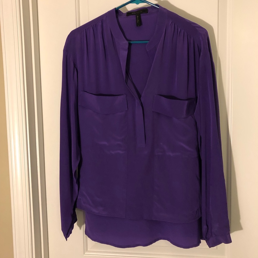 Purple long Sleeve Blouse 100% Silk